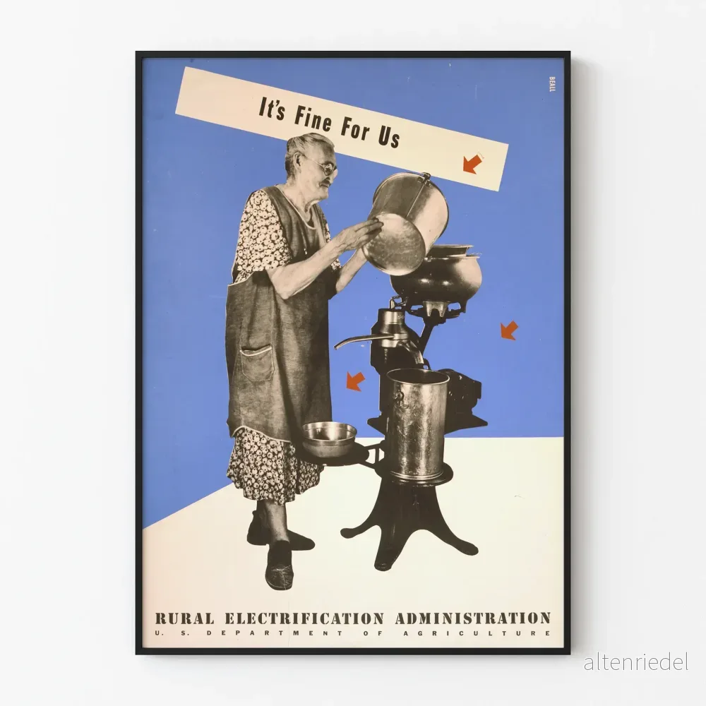 Vintageaffisch för Landsbygdselektrifieringsmyndigheten - Jordbruksinredningsväggdekoration