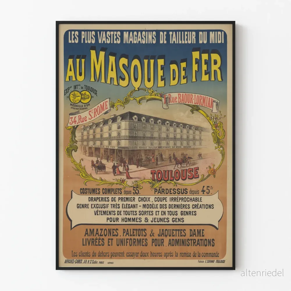 Vintageposter Au Masque de Fer - Skräddeributiker i Toulouse