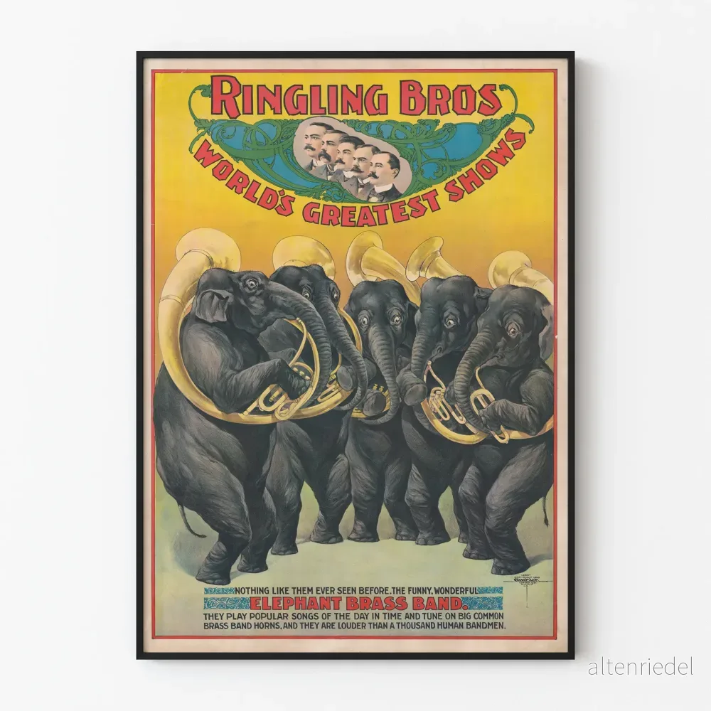 Vintageposter Ringling Bros Elephant Brass Band