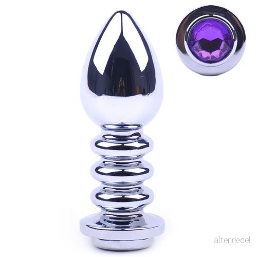 BeHorny stor 11 cm smycke stål rumpplugg med lila sten 5051157055950