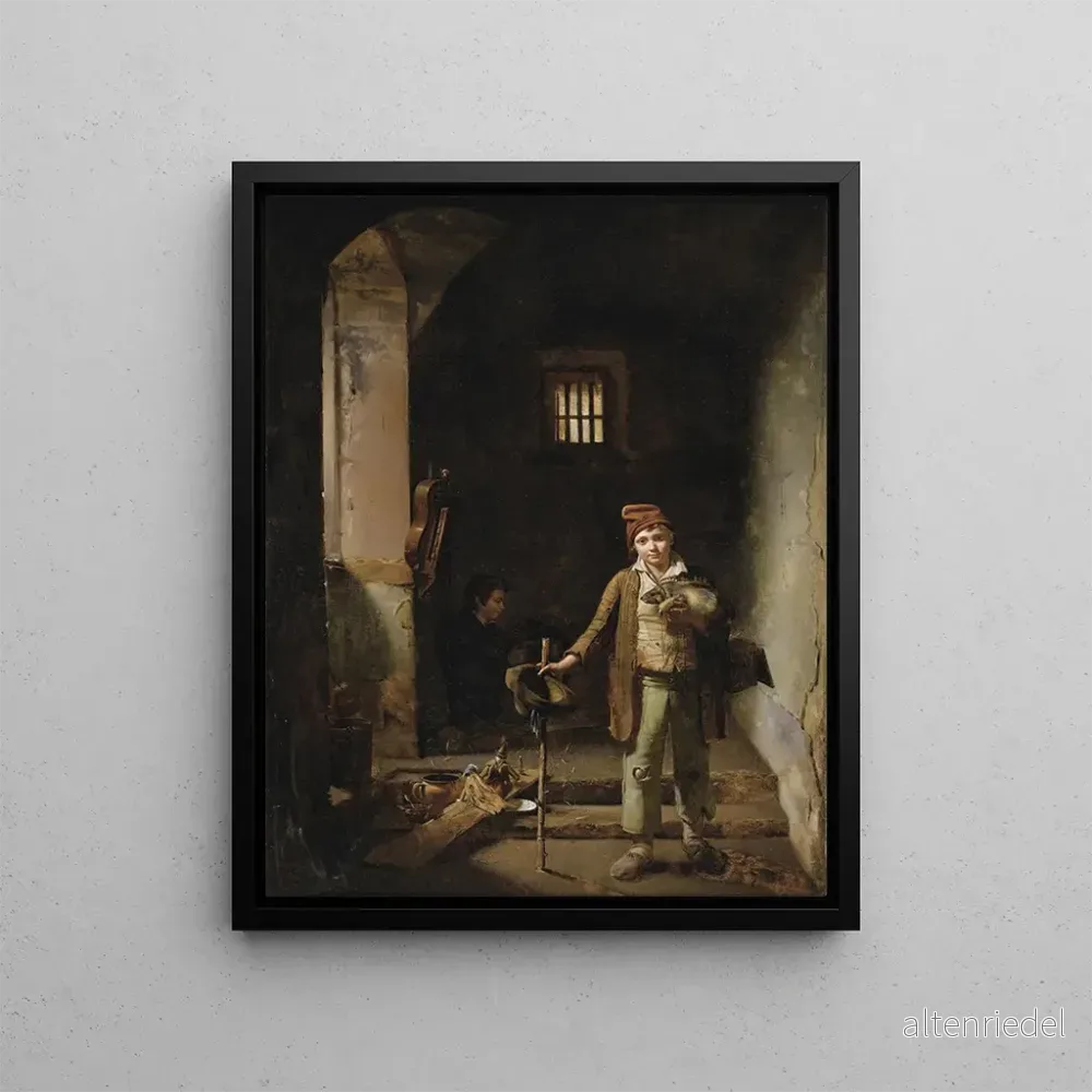 Målning av La chambre à coucher des petits Savoyards ou Les petits montreurs de marmottes – Jean – Claude Bonnefond | Konsttryck Målning av La chambre à coucher des petits Savoyards ou Les petits montreurs de marmottes – Jean – Claude Bonnefond | Konsttryck