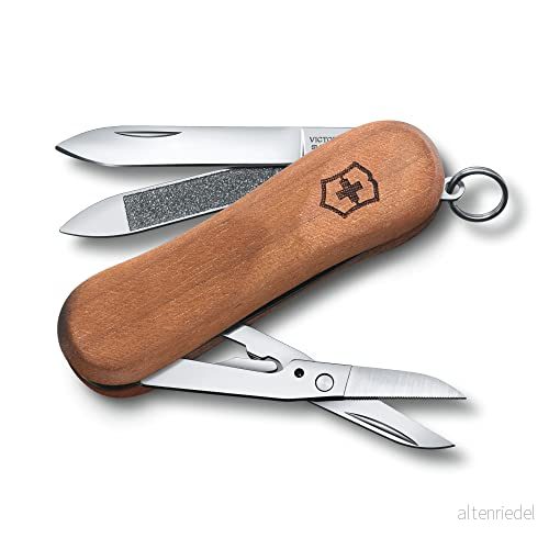Victorinox schweizisk fickkniv, executive 81 trä, multiverktyg, Swiss armékniv, 5 funktioner, blad, sax, nagelfil 7611160044310