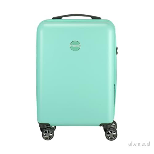 Princess Traveller PT01 Deluxe tillverkad av återvunna material 7 färger och 3 storlekar 4 dubbla svänghjul försänkt TSA lås, Pacific mint, Händgepack, Trolley med hårda hjul 8718448071330