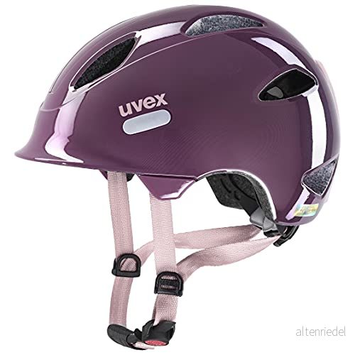 uvex oyo lätt cykelhjälm för barn individuell storleksanpassning anpassad LED belysning plum dust rose 50 54 cm 4043197345598