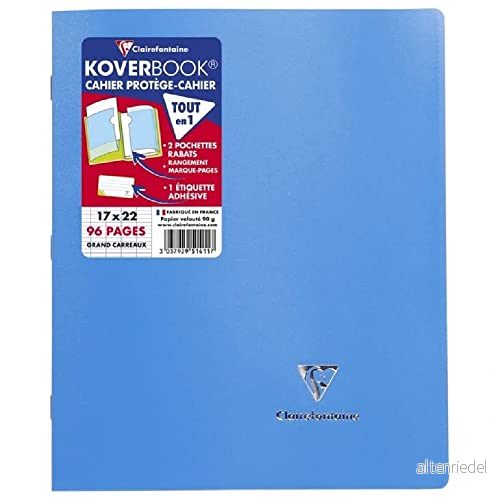 Clairefontaine 951413C en uppsättning med 10 gröna Koverbook häftade anteckningsböcker 17 x 22 cm 96 sidor stora rutor 90 g vitt papper Ogenomskinlig polypro omslag 3663619027218