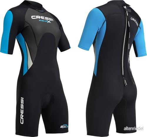 CRESSI Med X dam kort våtdräkt 2,5 mm XL/5 i hög stretch dubbelfodrad neopren, svart/blå/grå, 8022983062501