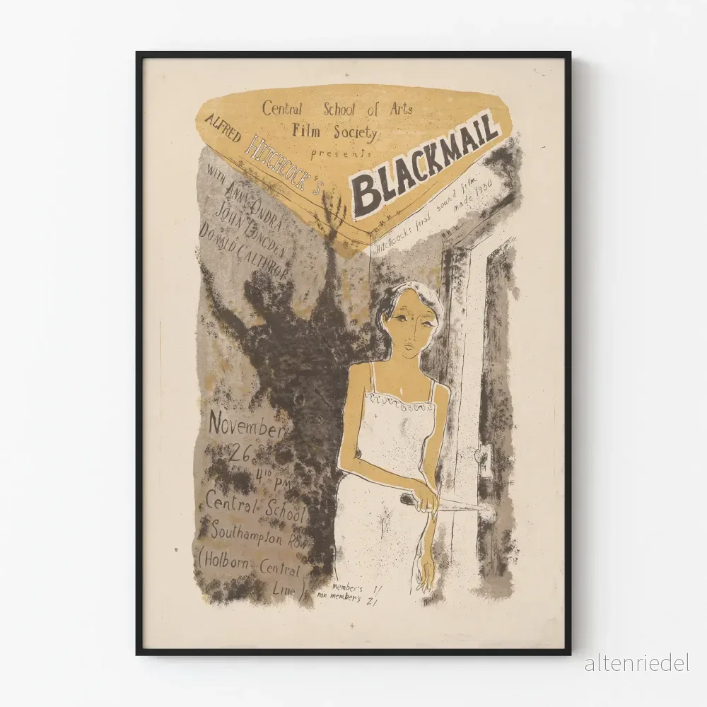Vintageposter Alfred Hitchcock Utpressning film 1930