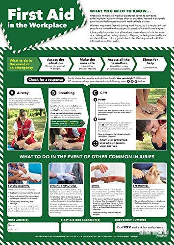 Daydream Education arbetsaffisch för första hjälpen, laminerat högglansigt papper, 420 mm x 594 (A2), hälsa och säkerhet, kontor företag 5056410714599