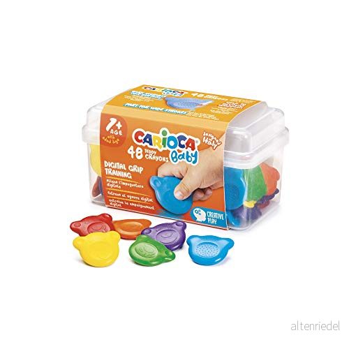 Carioca Baby Teddy kritor Låda med färgade för barn 1 + år, björnformad, 48 stycken 8003511409586