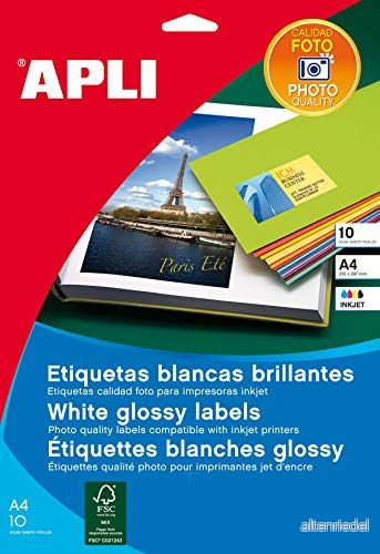 APLI 2922 Vita fotokvalitetsetiketter 88,9 x 127,0 mm 10 ark 8410782029229