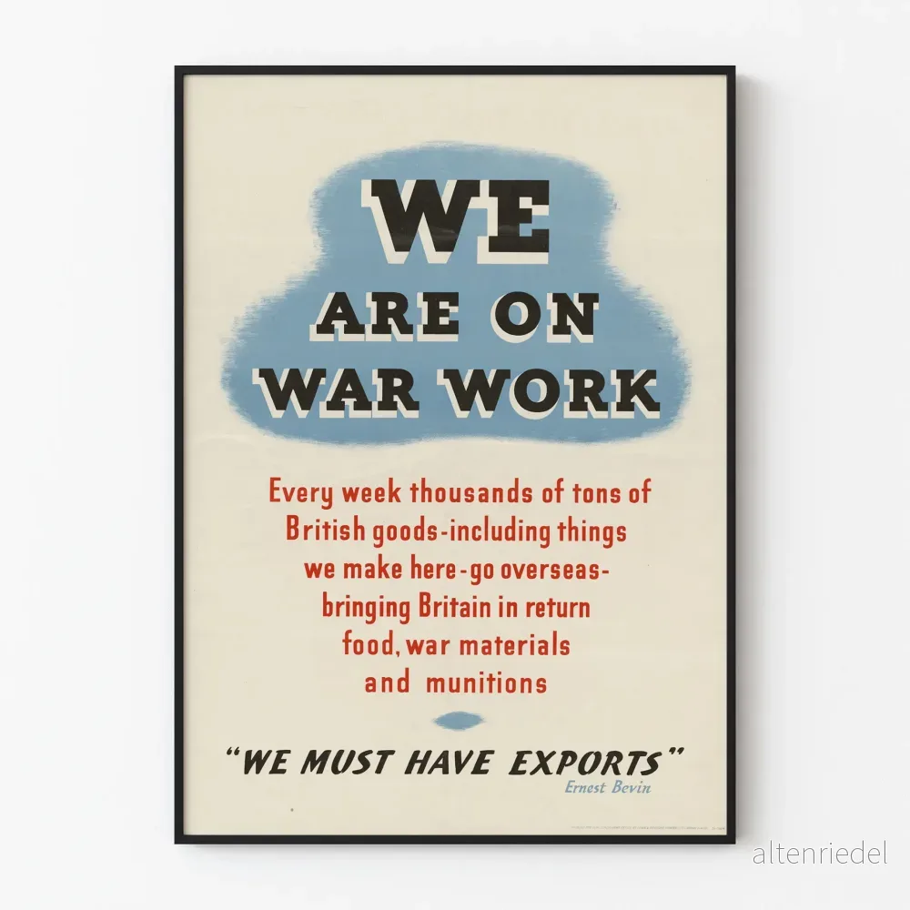Vintageposter "We Are On War Work" väggdekoration