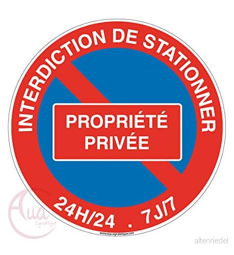 AUA SIGNALETIQUE Panel för privat egendom parkering 24 7 Ø 450 mm, PVC 1,5 mm 3666180034425