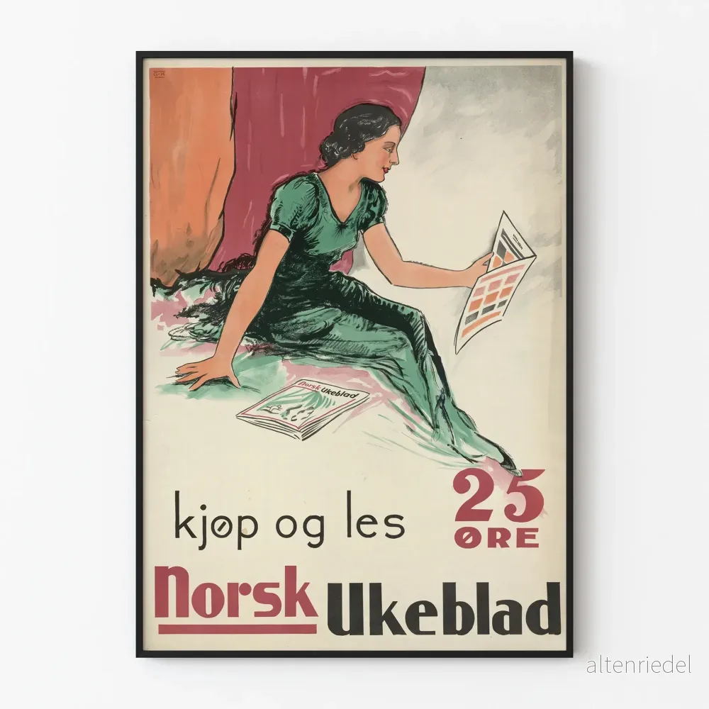 Vintageaffisch Norsk Ukeblad föreläsningsmagasin Vintageaffisch Norsk Ukeblad föreläsningsmagasin