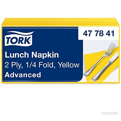 Tork Lunchservett Gul, 1/4 vikt 2 lagers, 33 cm x cm, 10 200 servetter, 477841 7322540772524