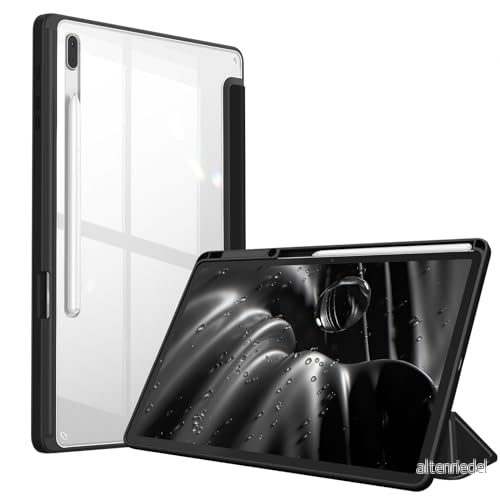 FINTIE fodral för Samsung Galaxy Tab S8 Plus 2022 / S7 FE 2021/Tab 2020 12,4 tum klart genomskinligt stötskydd automatisk sömn/väckarklocka, svart 840173935125