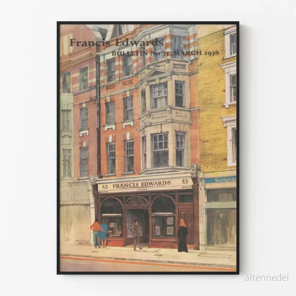 Vintageaffisch av Francis Edwards bokhandelsskylt i London