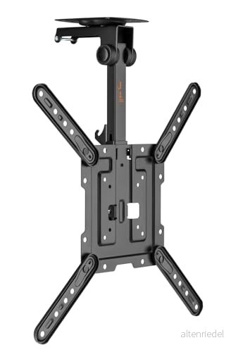 mywall Fällbar TV takfäste HL45 3L, lastkapacitet upp till 20 kg 23 55 tum skärmar justerbar höjd platsbesparande design sned takmontering integrerad vridlänk 4012386135883