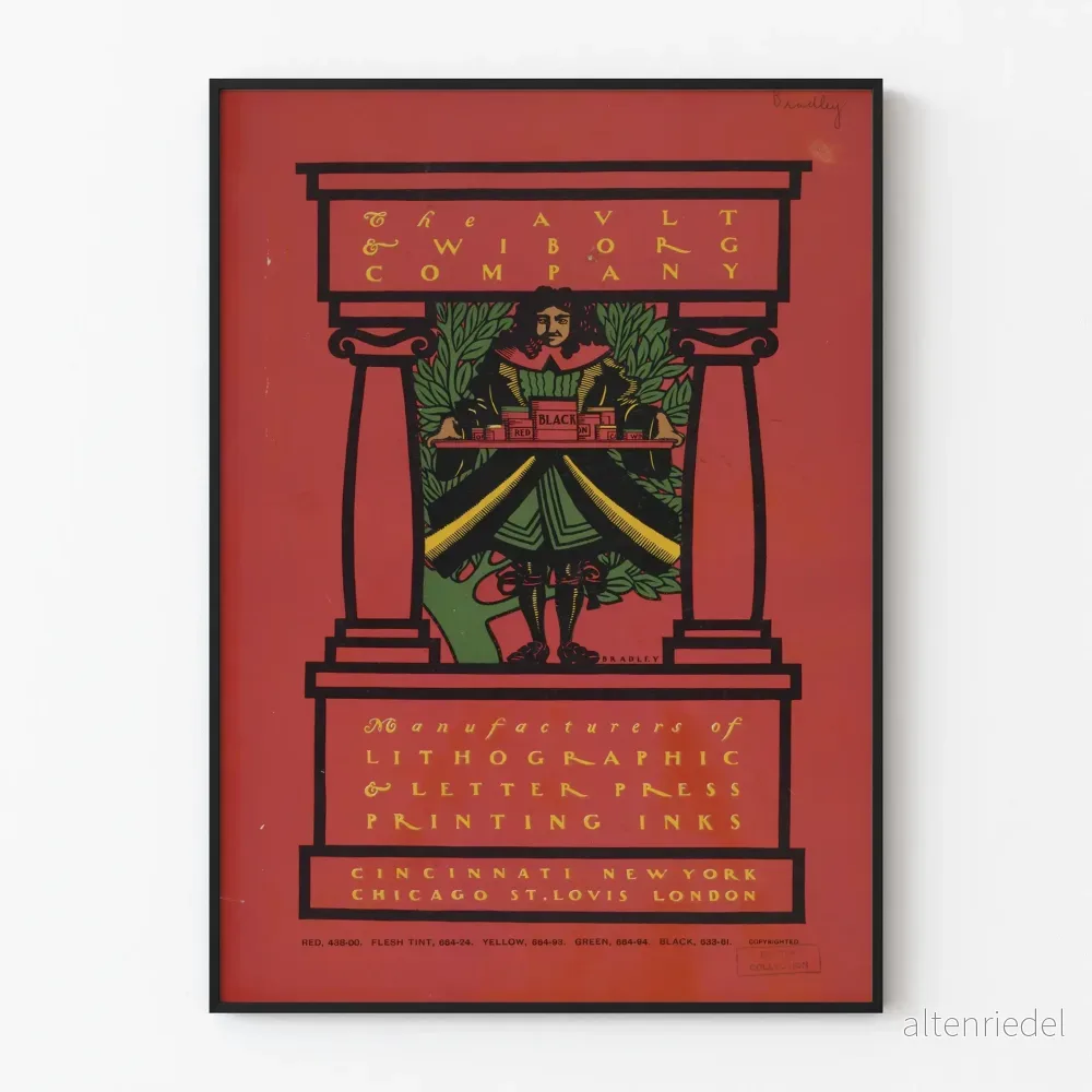 Vintage reklamposter för Ault & Wiborg i litografistil