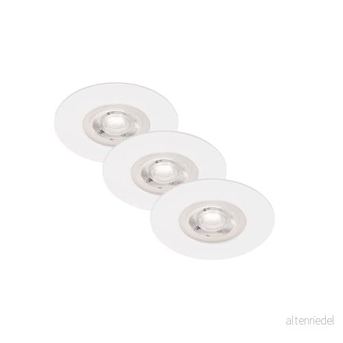 BRILONER - Sats med 3 LED-belysningslampor i taket, dimbara infällda lampor, ultraplatt LED-belysning badrummet, infälld strålkastare badrummet IP44, vit, 90x25 (DxH) 4002707422990