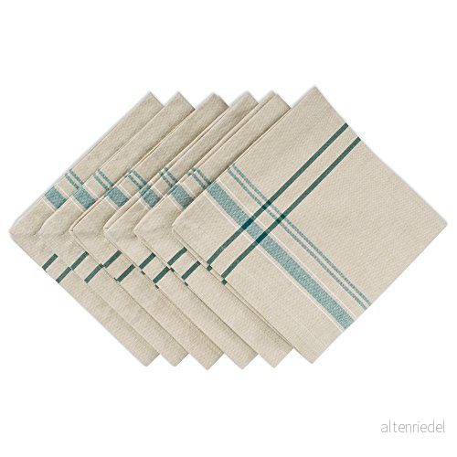 DII fransk rand bordsskiva kollektion bondgårdsstil matbord linne servett, 20 x 20, brungrått/blågrön, 6 delar 738215369505