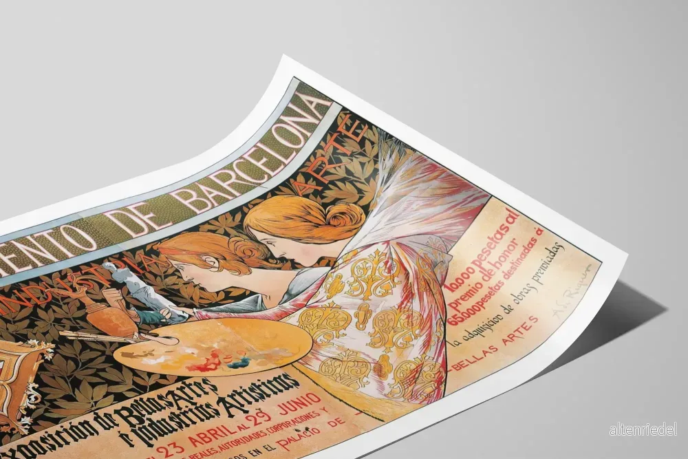 Vintage affisch för konstutställning 1896 Barcelona - Bild 2