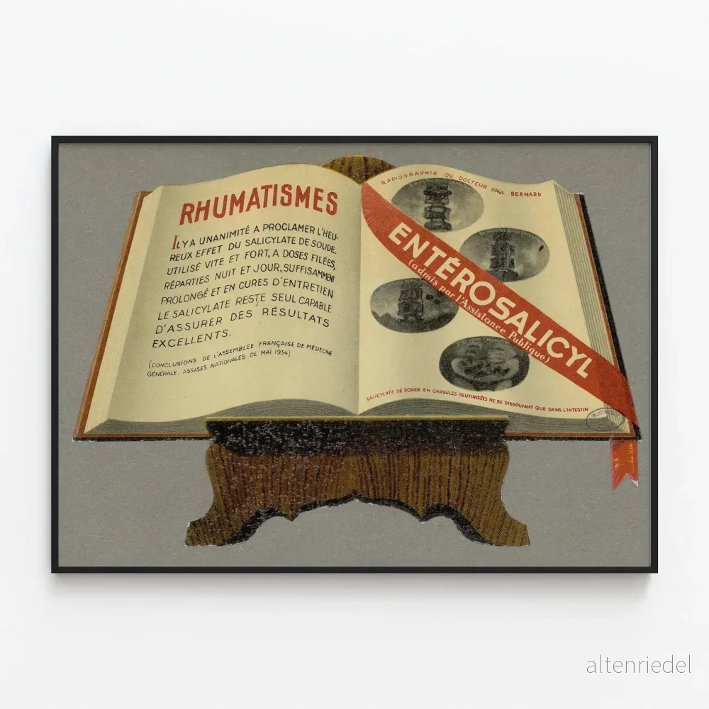 Vintage reklamposter Enterosalicyl – väggdekoration för reumatism Vintage reklamposter Enterosalicyl – väggdekoration för reumatism