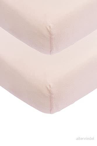 Meyco Baby Uni underlakan 2 pack till spjälsängen (underlakan med mjuk jerseykvalitet, tillverkad av 100% bomull, perfekt passform tack vare elastisk dragsko runt om, mått: 60 x 120 cm), Soft Pink 4054703562811