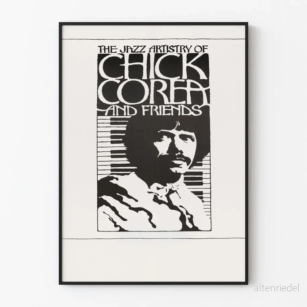 Jazz Chick Corea och vänner svartvitt poster