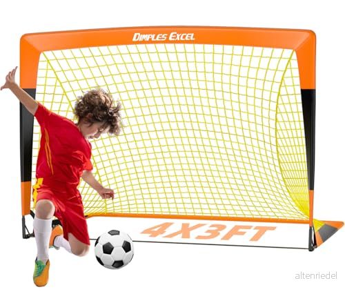 Dimples Excel fotbollsmål pop up fotboll nät post fotbollsträning för barn trädgård festival present 1 pack (4 x 3 tum, orange + svart) 755745263639