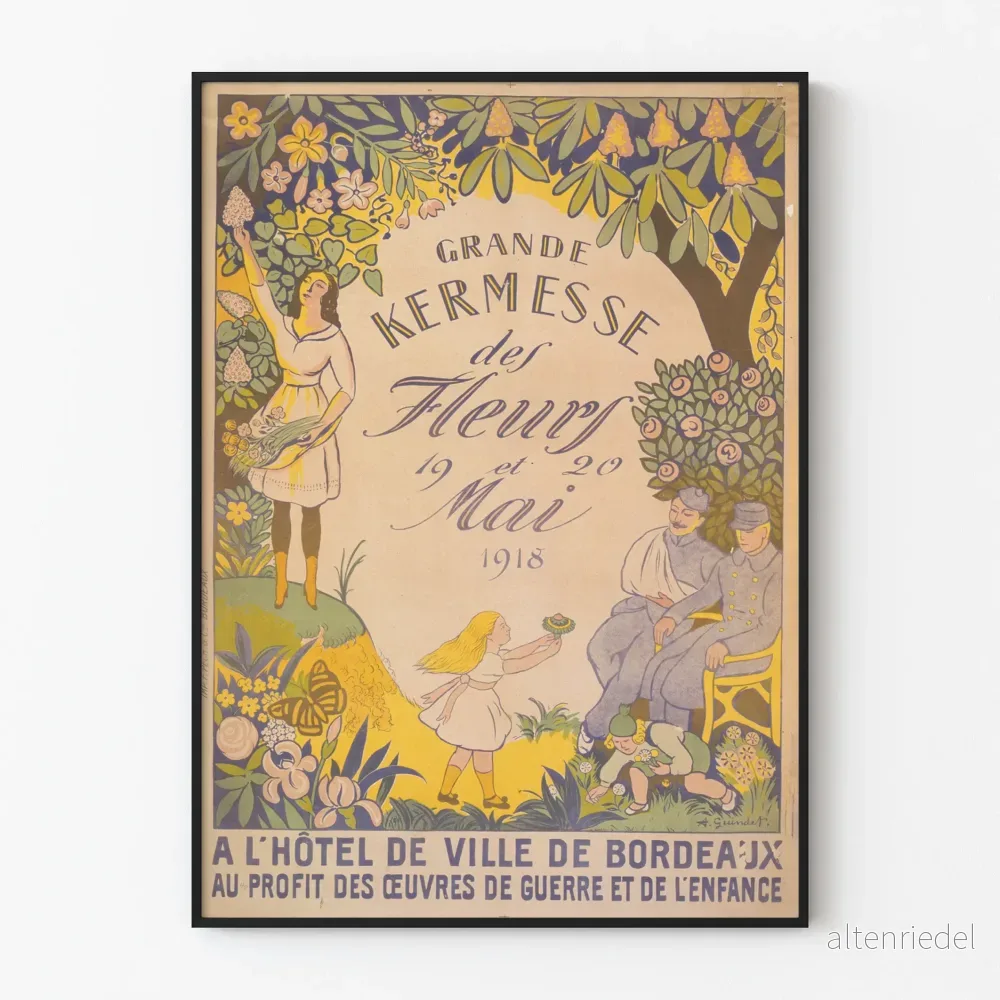 Vintageposter Stor Blomsterfestival - Maj 1918 Bordeaux