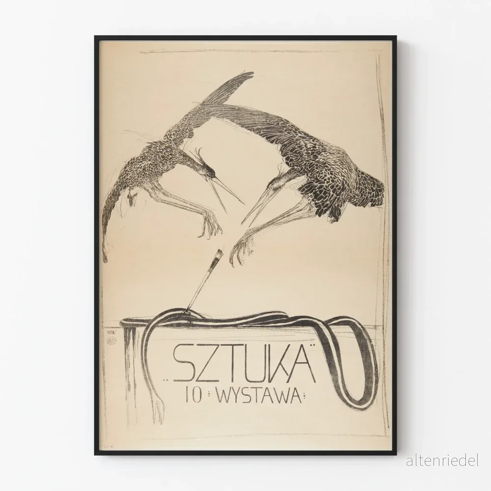 Vintage affisch för konstutställning Sztuka 10