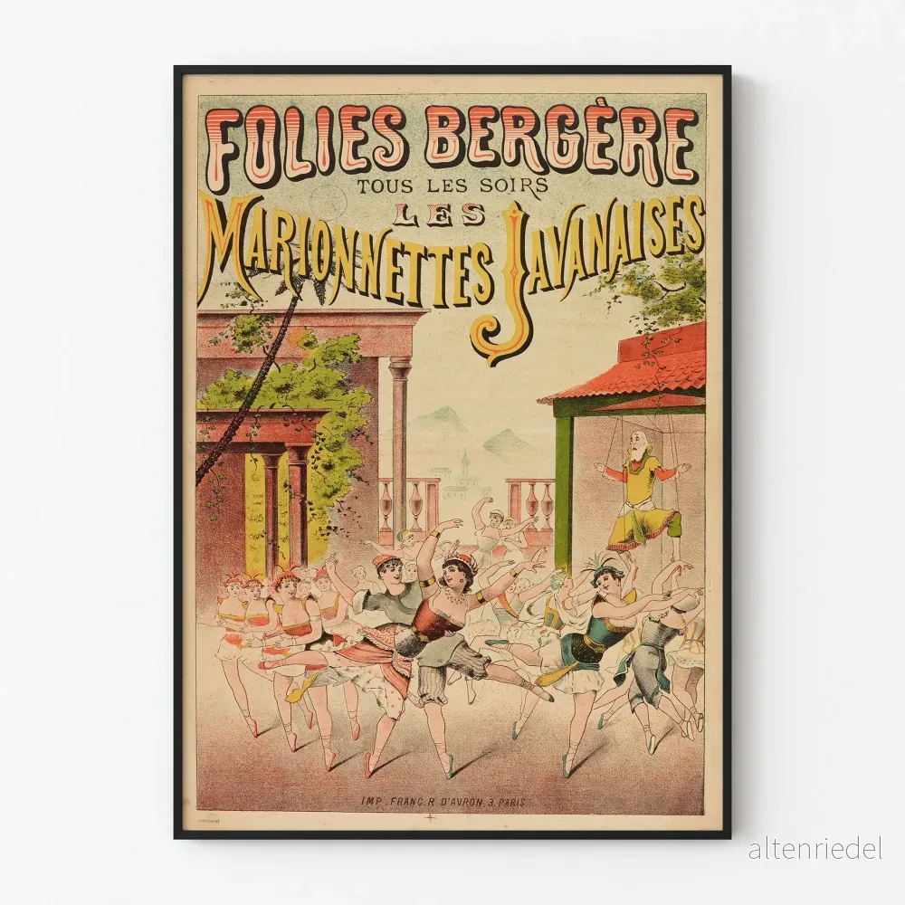 Vintageposter Folies Bergère Marionetter Javanaiser