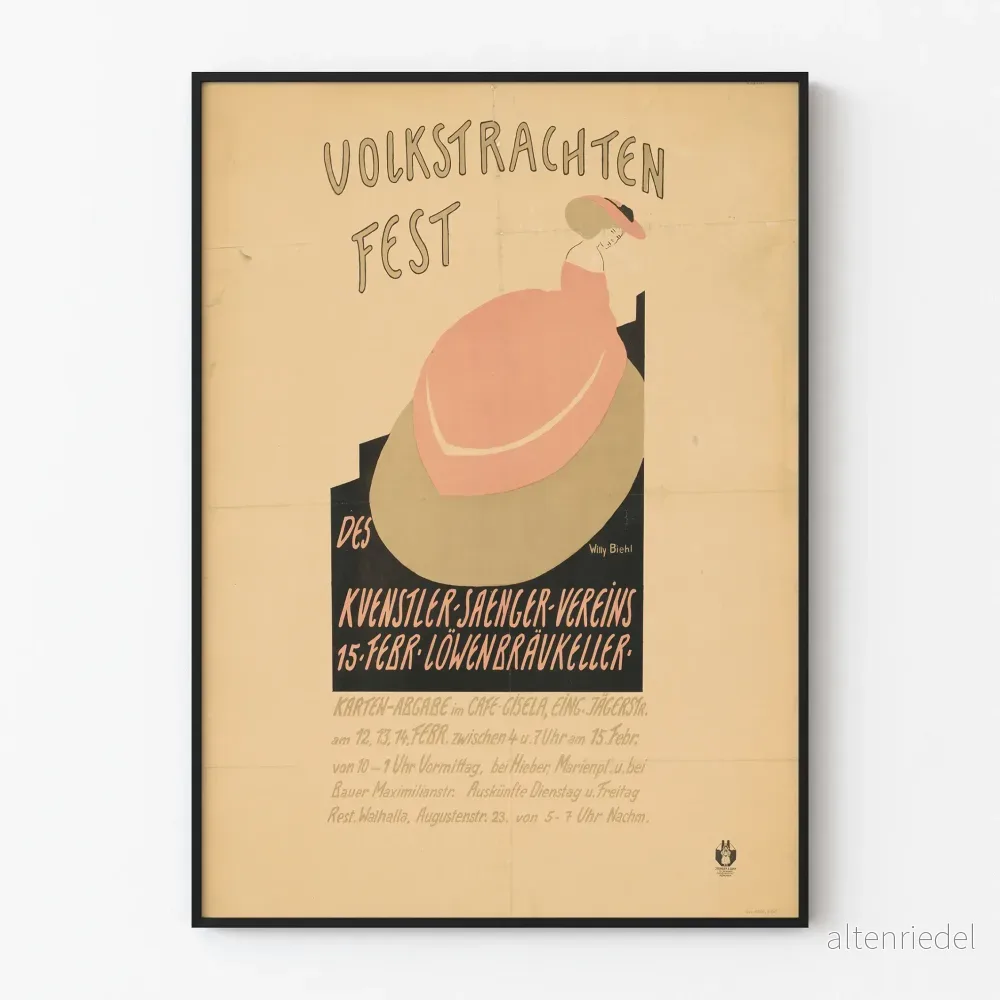 Vintageposter Volks Trachten Fest - Retro väggdekoration
