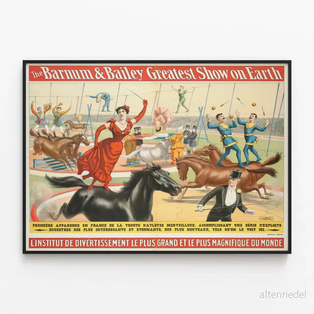 Vintageposter Barnum & Bailey Greatest Show on Earth - Väggdekoration cirkus och hästshow