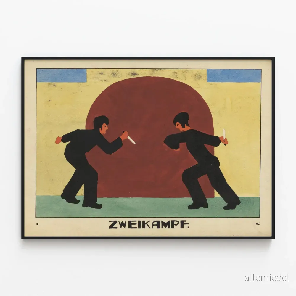 Dekorativ poster för tvåkamp, knivduell, minimalistisk