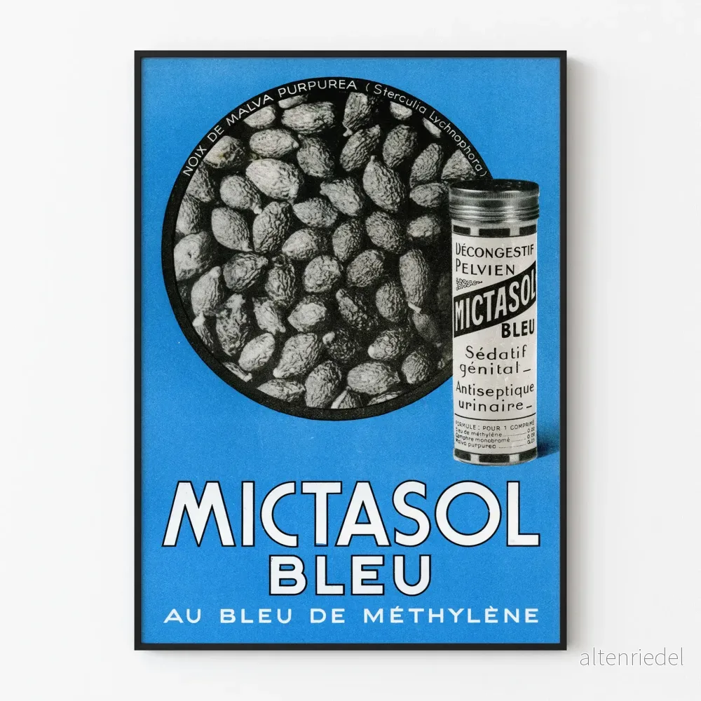Vintage reklamposter Mictasol blå - Retro väggdekoration