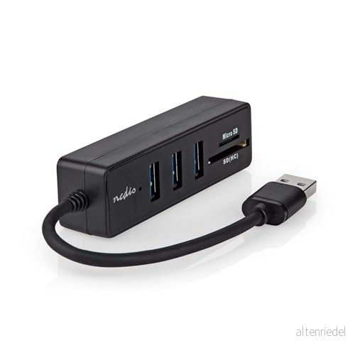 Nedis USB hub A kontakt 3 x uttag 5 port(s) 3.2 Gen 1 Strömförsörjning via Gbps SD och microSD 5412810415731