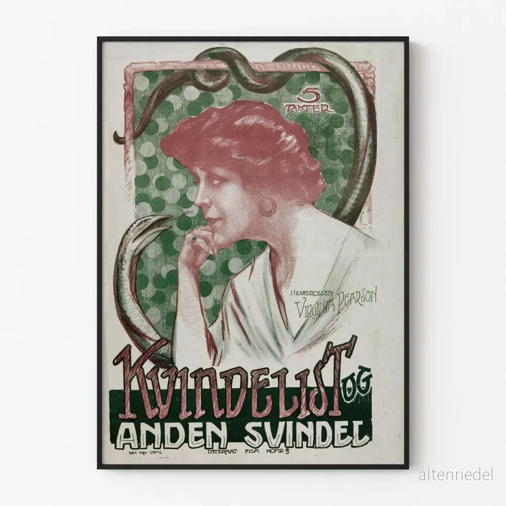 Vintageposter av Kvinnoporträtt och Andra Bedrägerier Kvinnobild