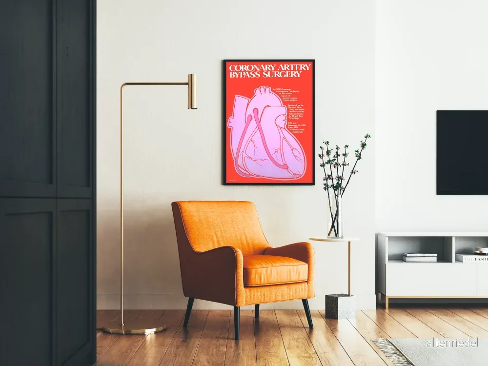 Medicinsk poster för hjärtkirurgi, kranskärlsoperation, vintagehjärta - Bild 2