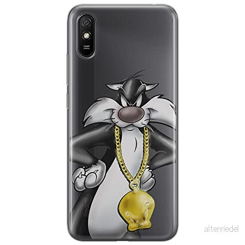 ERT GROUP mobiltelefonfodral för Xiaomi REDMI 9A originalt och officiellt licensierat Looney Tunes mönster Sylvester 003 Vit optimalt anpassad till formen på mobiltelefonen, gedeeltelijk transparant 5903040295809