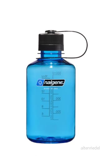 Nalgene Sustain Tritan BPA fri vattenflaska tillverkad med material härledd av 50% plastavfall, 16 uns, smal mun, skifferblå 661195000536