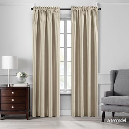 Elrene Home Fashions Colette Faux Silk mörkläggningsfönstergardin, 132 cm x 241 (1 panel), elfenben 739550350432