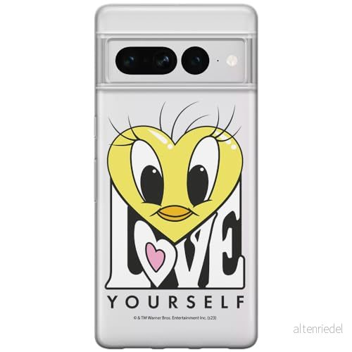 ERT GROUP mobiltelefonfodral för Google PIXEL 7 PRO originalt och officiellt licensierat Looney Tunes mönster Tweety 015 optimalt anpassad till formen på mobiltelefonen, gedeeltelijk transparant 5905795178239