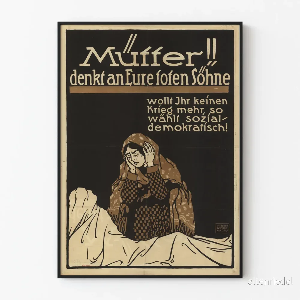 Tysk antimilitaristisk vintageposter – Moderns vittnesbörd till de döda sönerna Tysk antimilitaristisk vintageposter – Moderns vittnesbörd till de döda sönerna