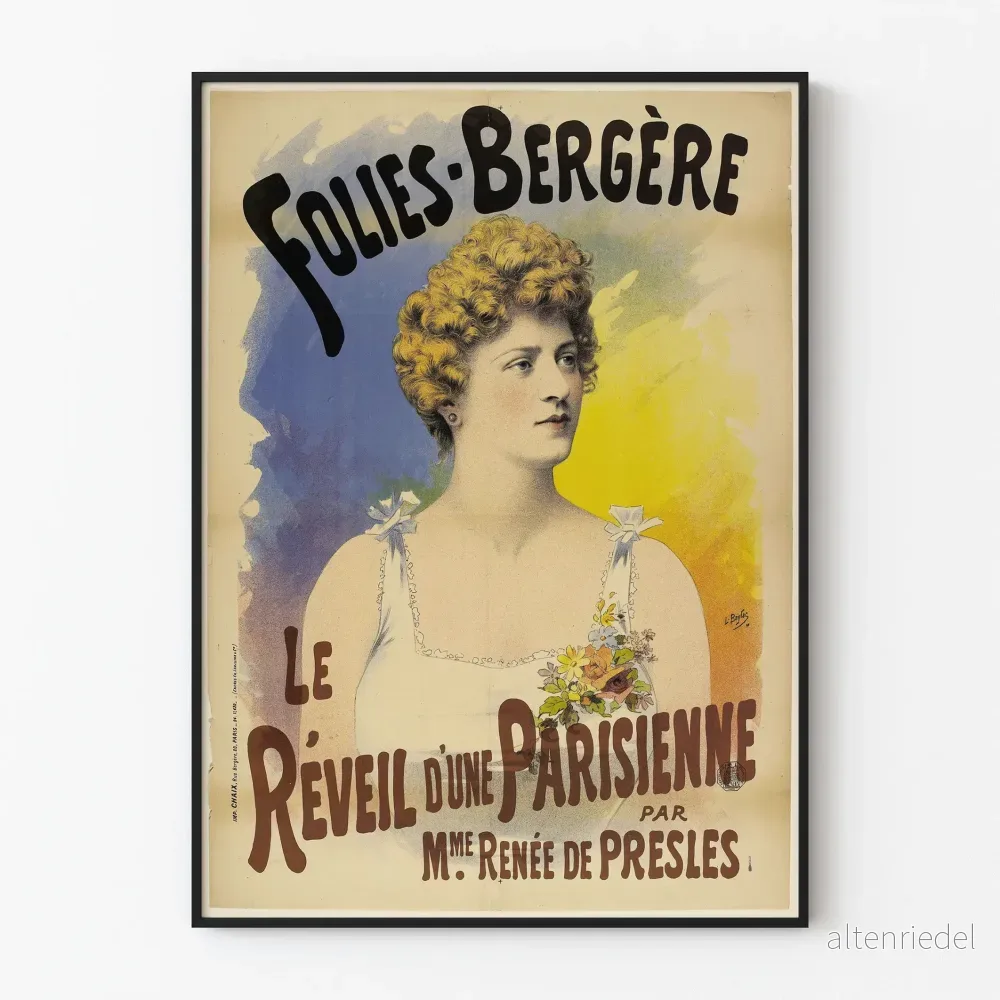 Vintageposter Folies Bergère - En Parisiskas väckarklocka