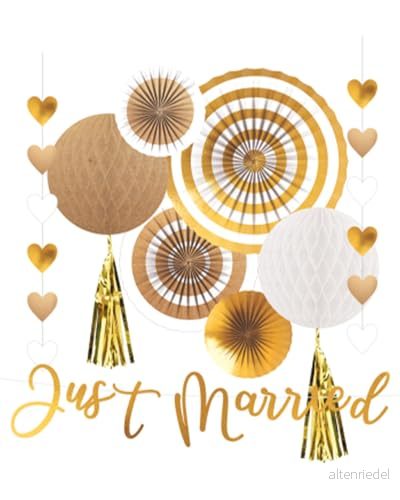 Amscan 9913247 bröllopsdekoration 'Just Married' set med 9 delar hängande dekoration 194099074469