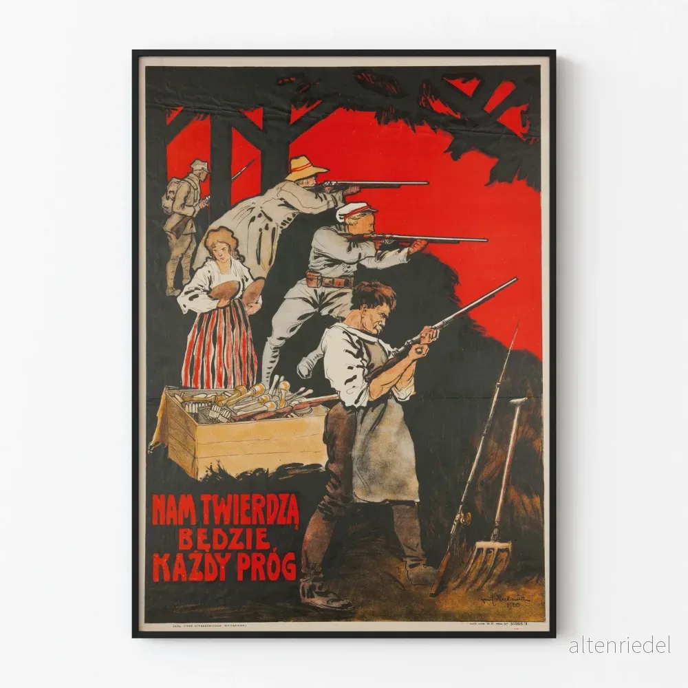 Vintage affisch av arméresistans med soldater och civila