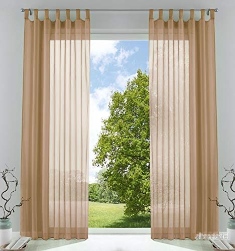2 pack gardiner transparent gardin set vardagsrum voile med blybandkant H x B 225 140 cm sand, 6 000 CN 4041984841292