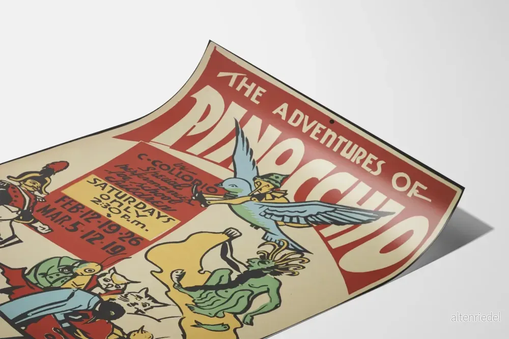 Vintageposter av Äventyren med Pinocchio - Barnrumväggdekoration - Bild 3