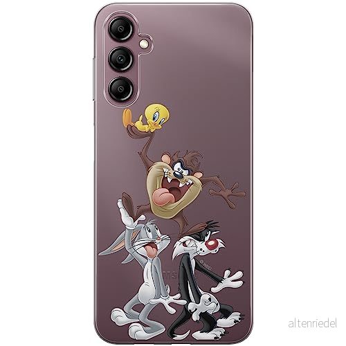 ERT GROUP mobiltelefonfodral för Samsung A14 4G/5G originalt och officiellt licensierat Looney Tunes mönster 001 optimalt anpassad till formen på mobiltelefonen, gedeeltelijk transparant 5905511835576